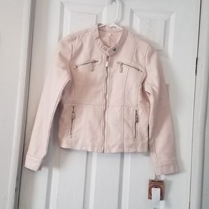 Light pink JouJou vegan leather jacket